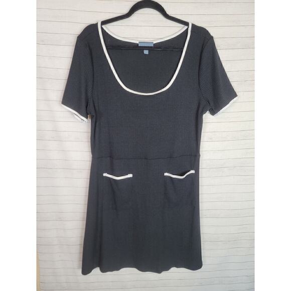 MODCLOTH RIBBED KNEE LENGTH SHORT SLEEVE SHEATH DRESS, SZ XL - Picture 1 of 11